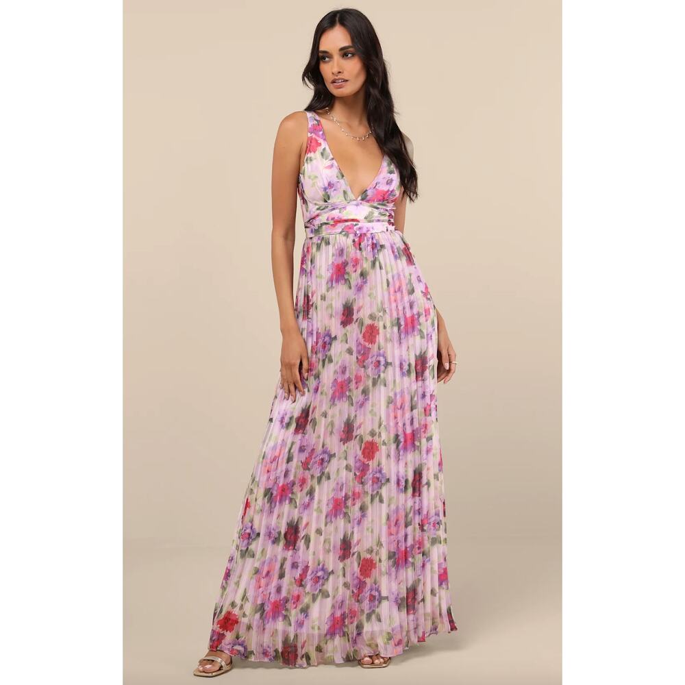 Lulu's Floral Maxi Dress - Pink and Purple